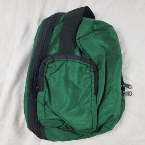Made In The USA Green Nylon Travel Bag Multiple Compartments Adjustable Strap